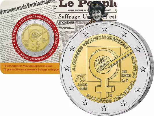 Pièce de 2 euros en Belgique : 75 ans du suffrage féminin (2023)