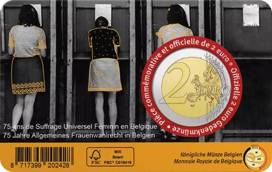 Pièce de 2 euros en Belgique : 75 ans du suffrage féminin (2023)