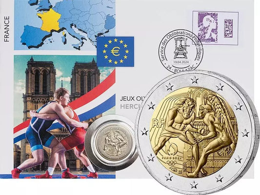Enveloppe numismatique de 2 euros, France Jeux olympiques d'été de 2024