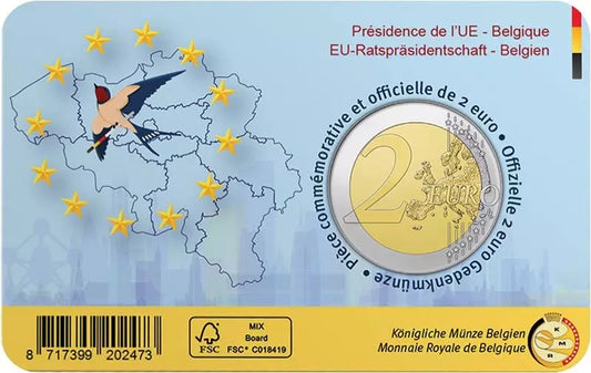 Pièce de 2 euros pour la présidence belge du Conseil de l'UE 2024, dans la langue de notre choix.