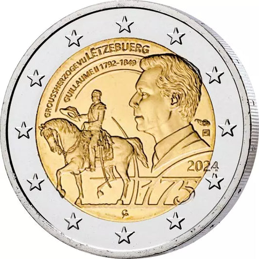 Pièce de 2 euros luxembourgeoise commémorant le 175e anniversaire de la mort du grand-duc Guillaume II, 2024