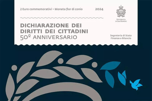 2 euros Saint-Marin 50e anniversaire de la Déclaration des droits civils et des principes fondamentaux du système juridique 2024