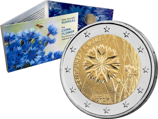 2 euros Fleur nationale d'Estonie Bleuet 2024 sous blister officiel