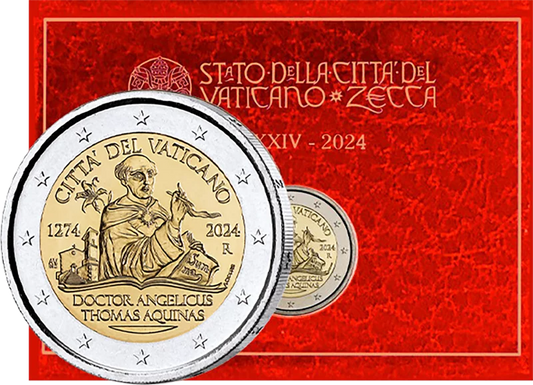 2 euros Vatican 750e anniversaire de la mort de saint Thomas d'Aquin 2024