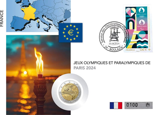 Lettre numismatique de 2 euros, France Jeux Olympiques et Paralympiques 2024