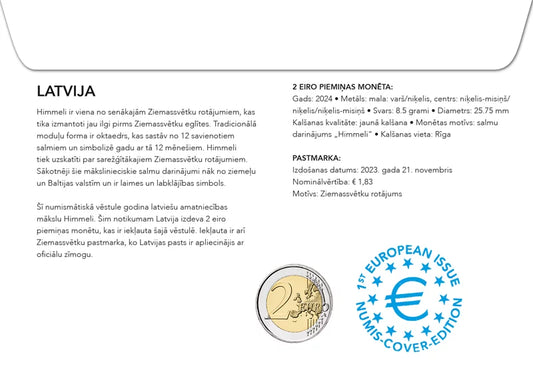 2 Euro Lettre Numismatique Lettonie Artisanat Letton Himmeli - Puzuris 2024