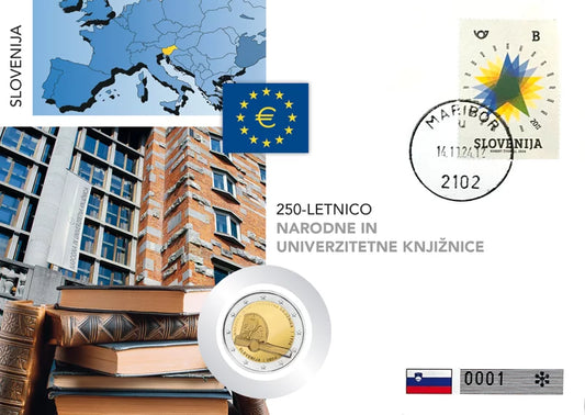 Lettre numismatique de 2 euros Slovénie 250 ans de la Bibliothèque nationale et universitaire 2024