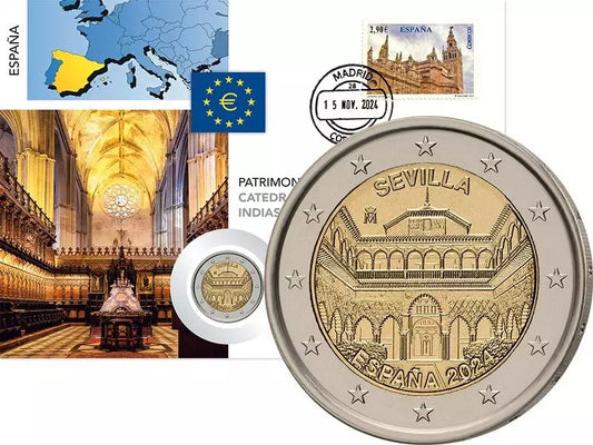 Lettre numismatique de 2 euros, Espagne, Cathédrale de Séville, 2024