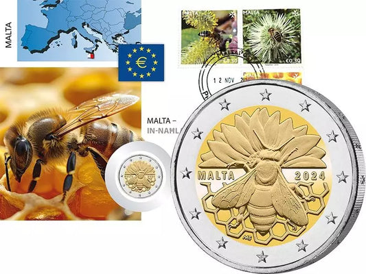 Lettre numismatique de 2 euros Malte Abeille 2024