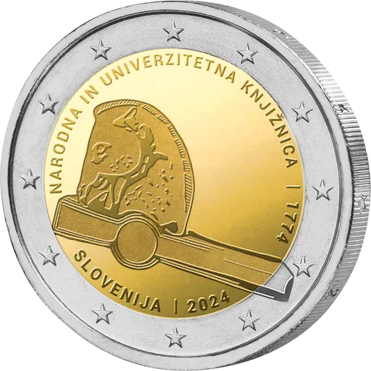2 euros Slovénie 250e anniversaire de la Bibliothèque nationale et universitaire 2024