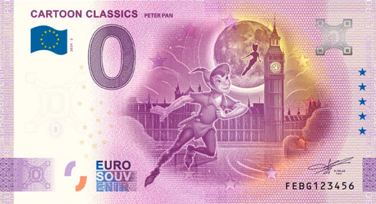 Billet de 0 euro Malte Cartoon Classics - Peter Pan 2024