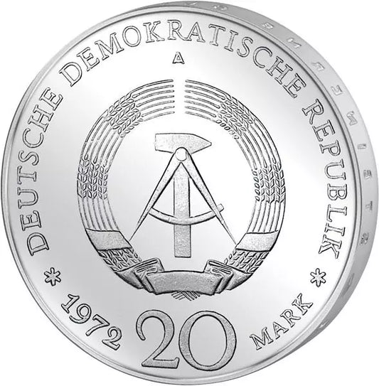 Coffret d'épargne de 5 DM, 20 marks et 10 euros, Allemagne de l'Ouest et de l'Est, Friedrich von Schiller, 1955, 1972 et 2005