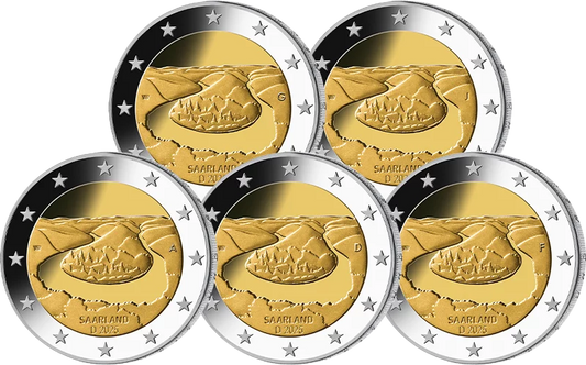 5 x 2 Euro Allemagne Sarre Saarschleife 2025 état neuf (A-J)