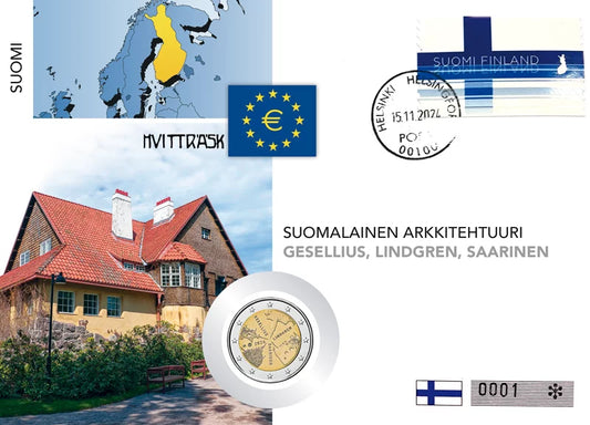 Lettre numismatique de 2 euros Finlande Architecture finlandaise 2024