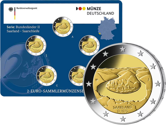 5 x 2 euros Allemagne Sarre Saarschleife 2025 Proof (A-J) incl. blister