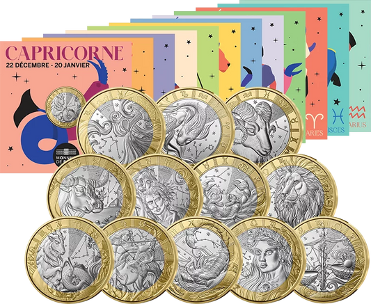 Collection complète de 12 cartes de 5 euros France - Signes du zodiaque 2025