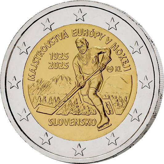 2 Euro Slovaquie 100e anniversaire du premier tournoi sportif international en Slovaquie - Championnat d'Europe de hockey sur glace 2025