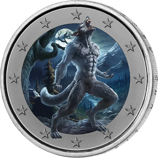 Édition Artiste 2 euros Loup-garou fantastique phosphorescent