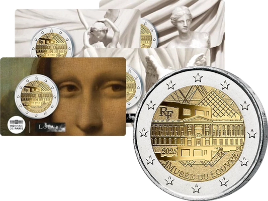 Lot de 4 cartes de 2 euros France Musée du Louvre 2025