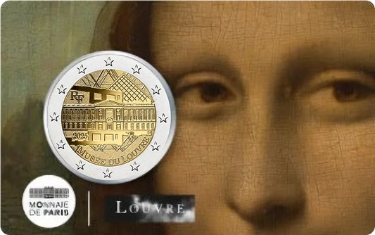 Lot de 4 cartes de 2 euros France Musée du Louvre 2025