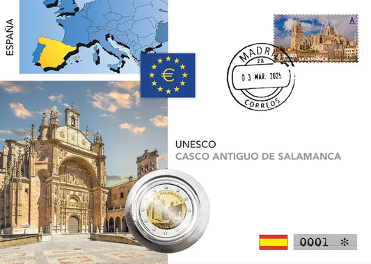 Lettre numismatique de 2 euros Espagne UNESCO Vieille ville de Salamanque 2025