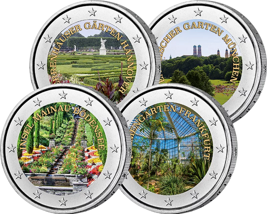 4 x 2 euros Les plus beaux jardins d'Allemagne avec application de couleur