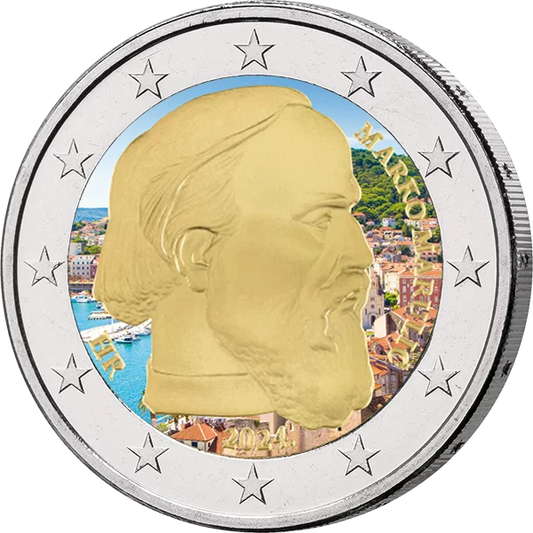 Pièce de 2 euros Croatie commémorant le 500e anniversaire de la mort de Marko Marulic en 2024 (application couleur)