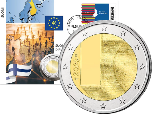 Lettre numismatique de 2 euros Finlande Diplomatie Politique étrangère 2025