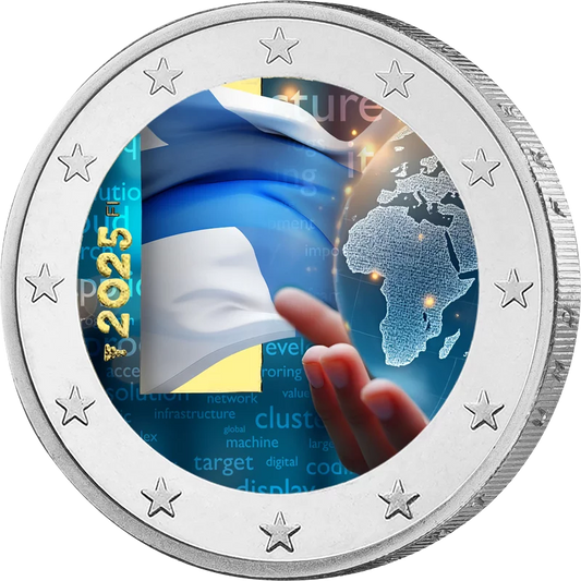 2 Euro Finland Diplomatie et politique étrangère 2025 avec application couleur