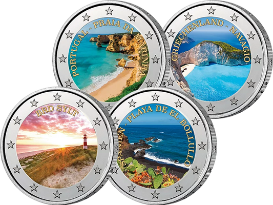 4 x 2 euros Les plus belles plages d'Europe avec application couleur