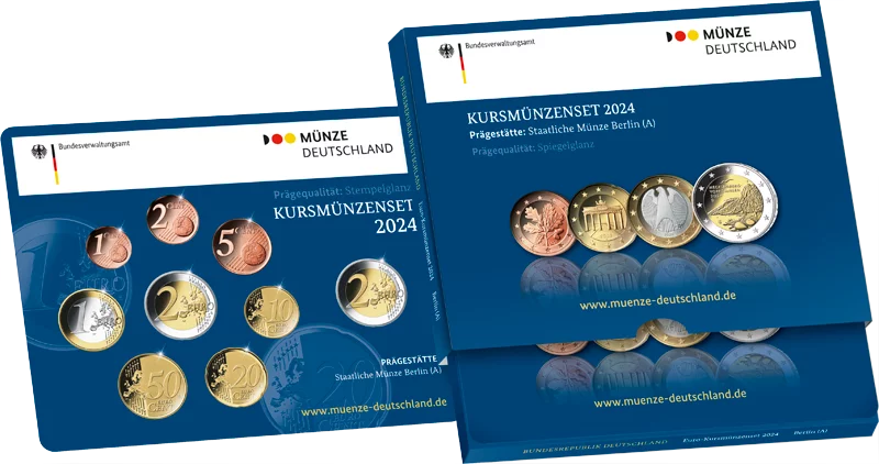 Coffret Euro Allemagne 2024 dont 2 Euro Mecklembourg-Poméranie-Occidentale Königsstuhl 2024 Brillant Hors-Circulation
