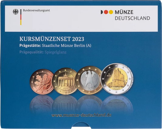 Coffret de pièces en euros Allemagne 2023 comprenant une pièce de 2 euros Elbphilharmonie 2023 (épreuve)