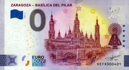 Billet de 0 euro Espagne Saragosse - Basilique du Pilar 2025
