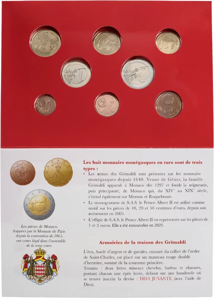 Série de pièces de monnaie Monaco 2025 en euros