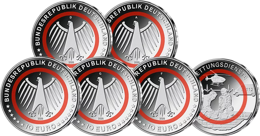 Plaque polie 5 x 10 euros Services de secours allemands 2026