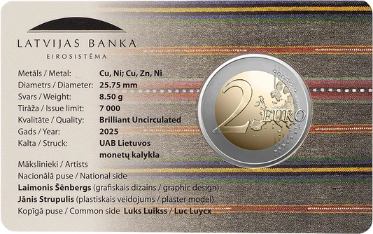 Carte de pièces de 2 euros de la région de Lettonie Selija 2025