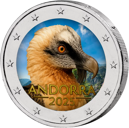 2 euros Andorre Gypaète barbu 2025 avec application de couleur