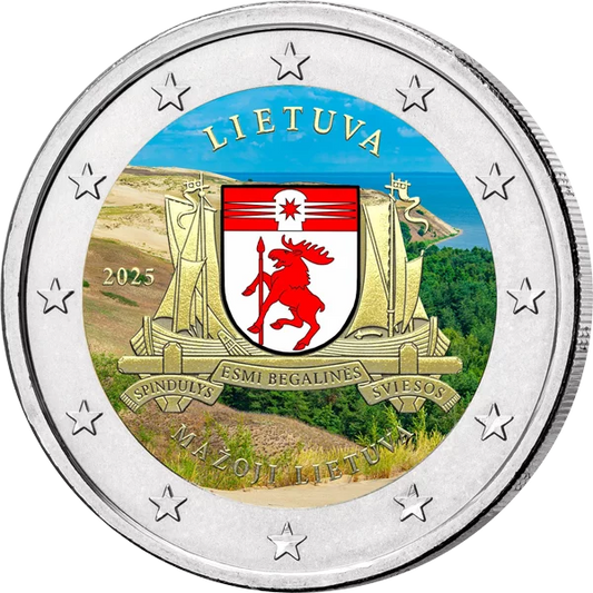 2 euros Lituanie Région Petite Lituanie 2025 avec application couleur