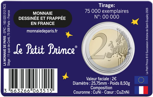 Carte de 2 euros France 80 ans du Petit Prince - Nuage 2026
