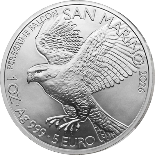 Pièce de 1 oz en argent de Saint-Marin, Faucon pèlerin 2026