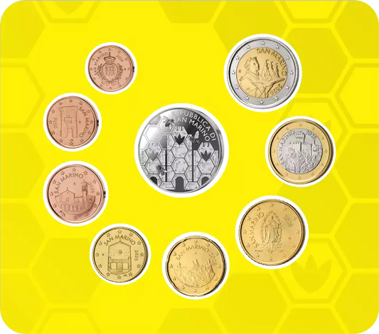Coffret de pièces en euros « Abeilles de Saint-Marin » comprenant une pièce commémorative de 5 euros 2026