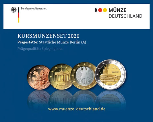 Coffret de pièces en euros Allemagne 2026 comprenant 2 euros Brême - Climate House 2026 Belle Épreuve