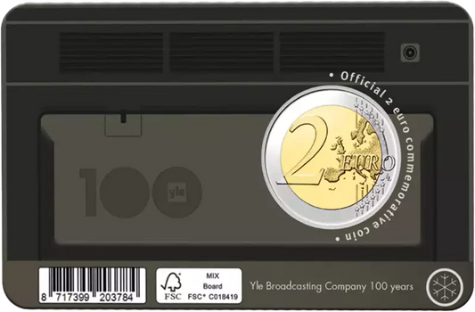 2 euros Finlande 100 ans de radiodiffusion finlandaise (Yleisradio) 2026 en carte à pièces Langue de notre choix