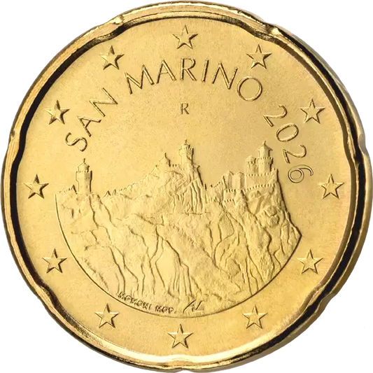 Pièces de circulation de Saint-Marin : 20 centimes + 50 centimes + 1 euro + 2 euros, 2026