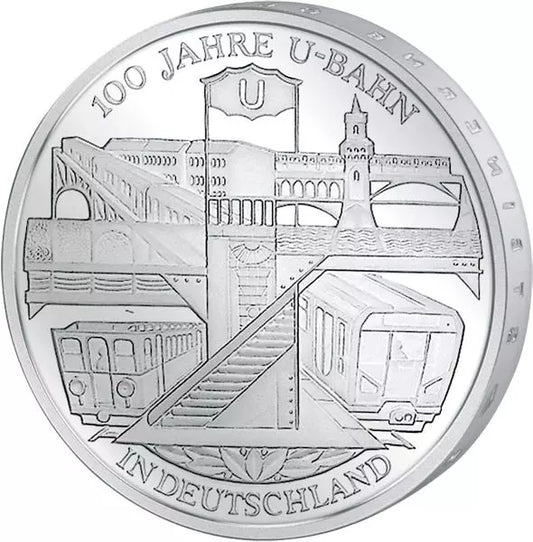 10 euros République fédérale d'Allemagne 100 ans de métro en Allemagne 2002 Disque poli
