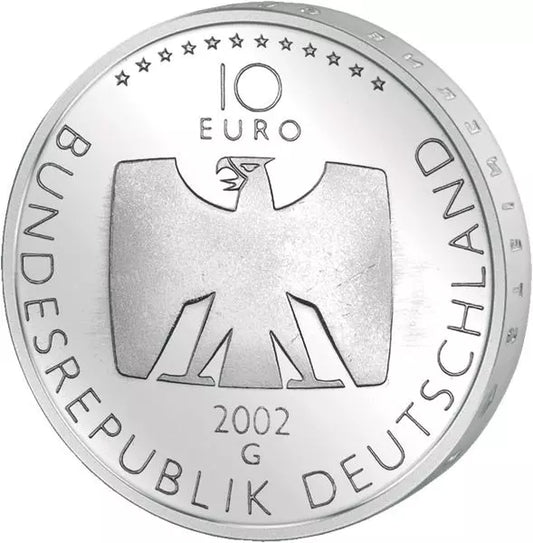 Pièce de 10 euros République fédérale d'Allemagne 50 ans de télévision allemande 2002 État neuf (G)