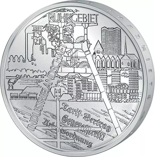 Plaque polie 10 euros BRD Paysage industriel de la Ruhr 2003 (F)