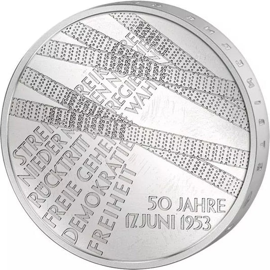 Pièce de 10 euros, République fédérale d'Allemagne, 50e anniversaire du soulèvement populaire du 17 juin 1953, 2003, état neuf