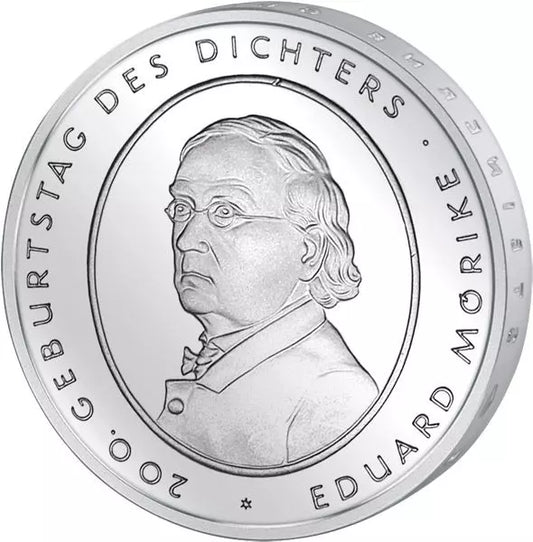 10 euros République fédérale d'Allemagne 2000e anniversaire d'Eduard Mörike Épreuve