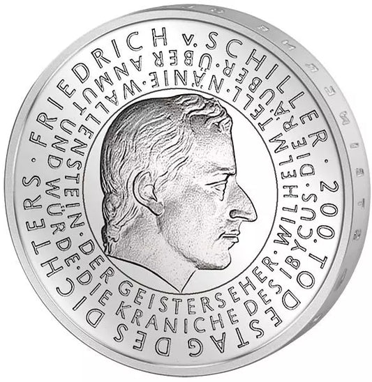 Pièce de 10 euros, République fédérale d'Allemagne, 200e anniversaire de la mort de Friedrich von Schiller, 2005, épreuve de disque